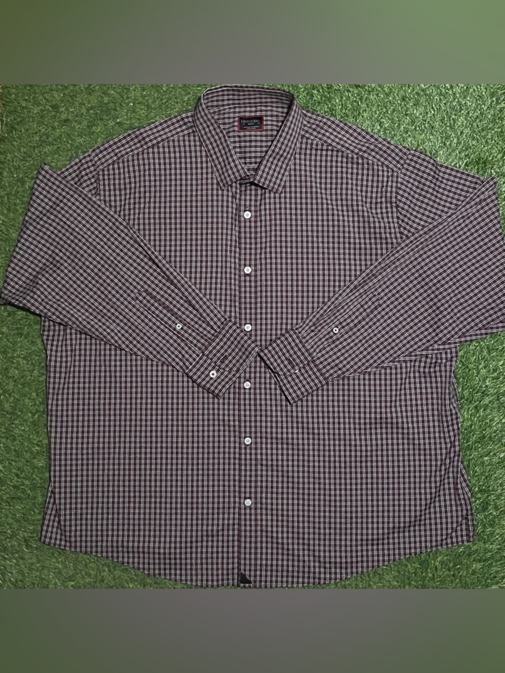 UNTUCKit Men's XXXLC Purple Nylon Check Plaid Long Sleeve Button Front Shirt
